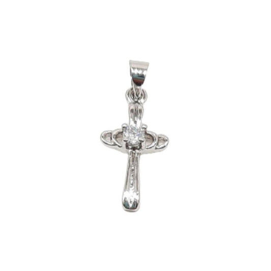 Silver Fashion Cross Pendant With A Centre Stone