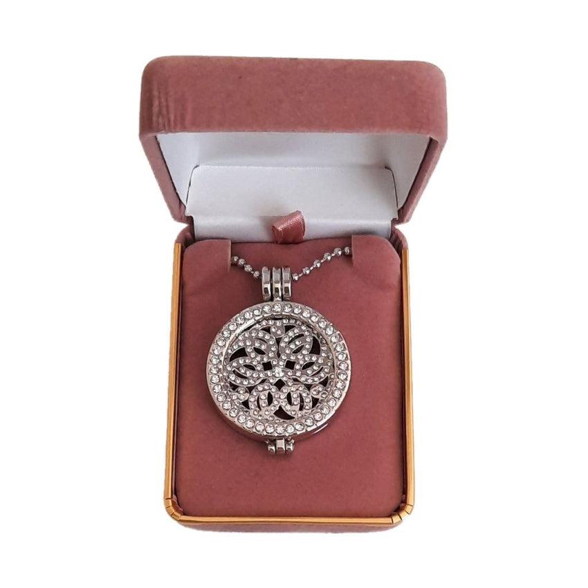 Silver Flower Pattern Coin Necklace