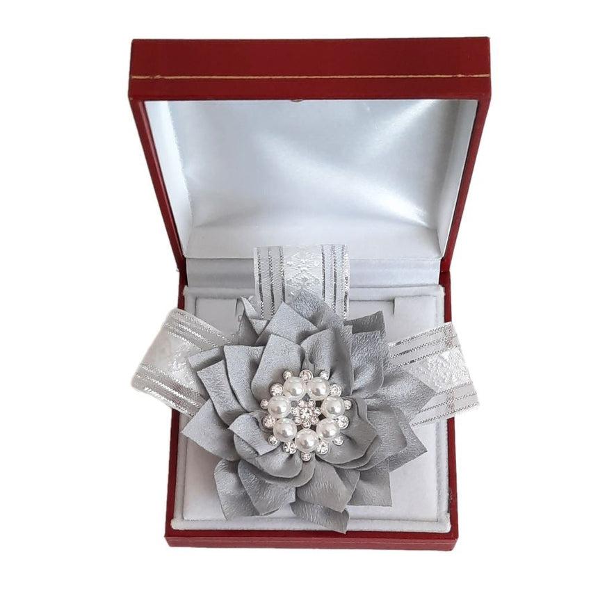 Silver Lotus Flower Wrist Corsage