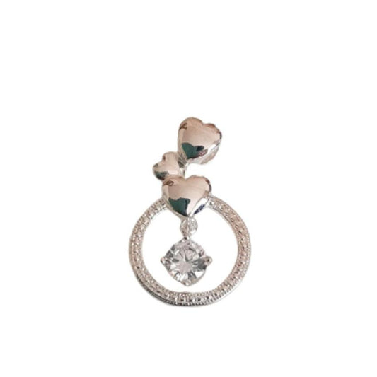 Silver Open Circle Pendant With A Drop Cubic Zirconia Stone