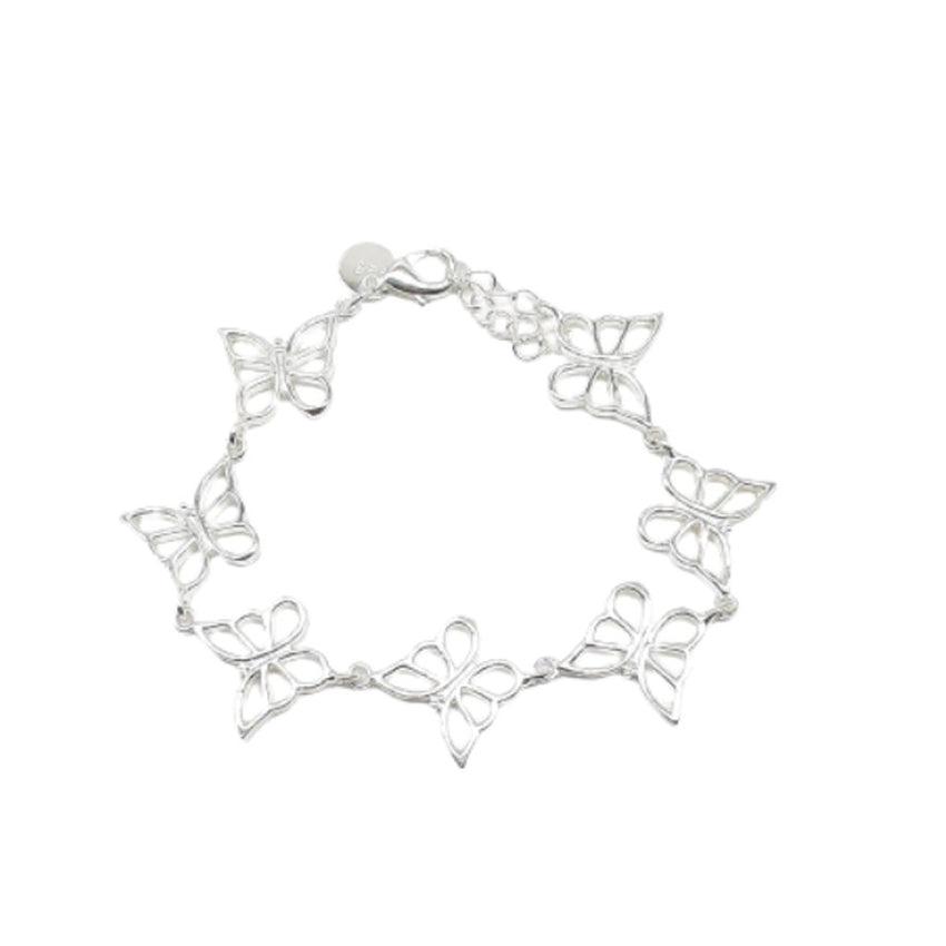 Silver Open Cut Butterfly Adjustable Bracelet