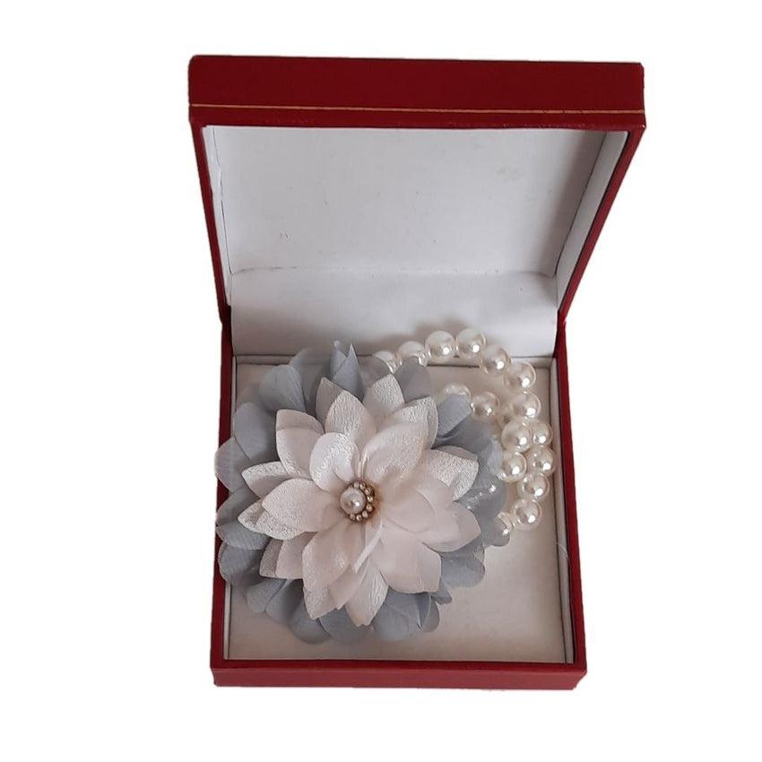Silver Pearl Bracelet Flower Wrist Corsage