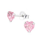 Silver Pink Cubic Zirconia Stud Earrings