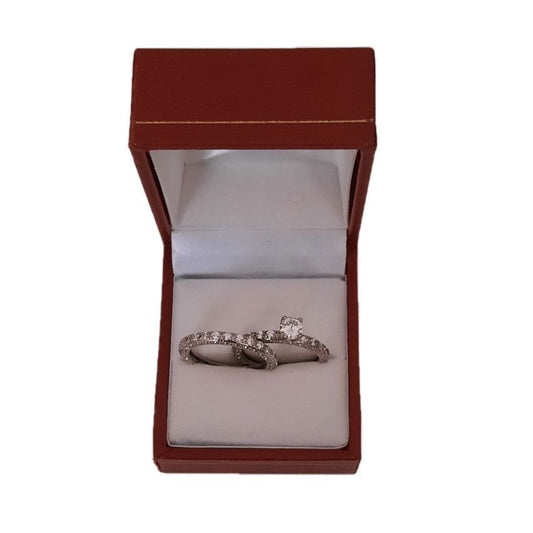 Silver Plated Cubic Zirconia Stone Silver Ring Set