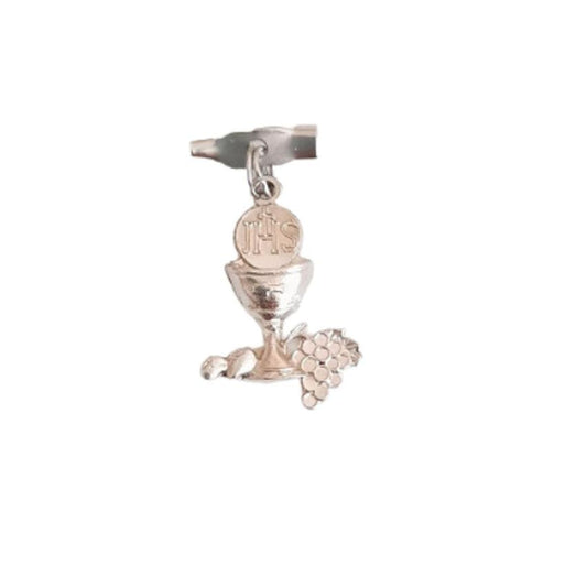 Silver Plated Holy Communion Chalice And Grapes Pin On Brooch