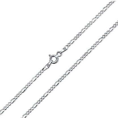 Silver Medium 24 Inch Figaro Necklace