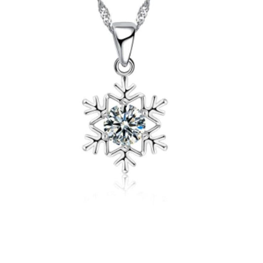 Silver Snowflake Pendant With Cubic Zirconia Stone Centre
