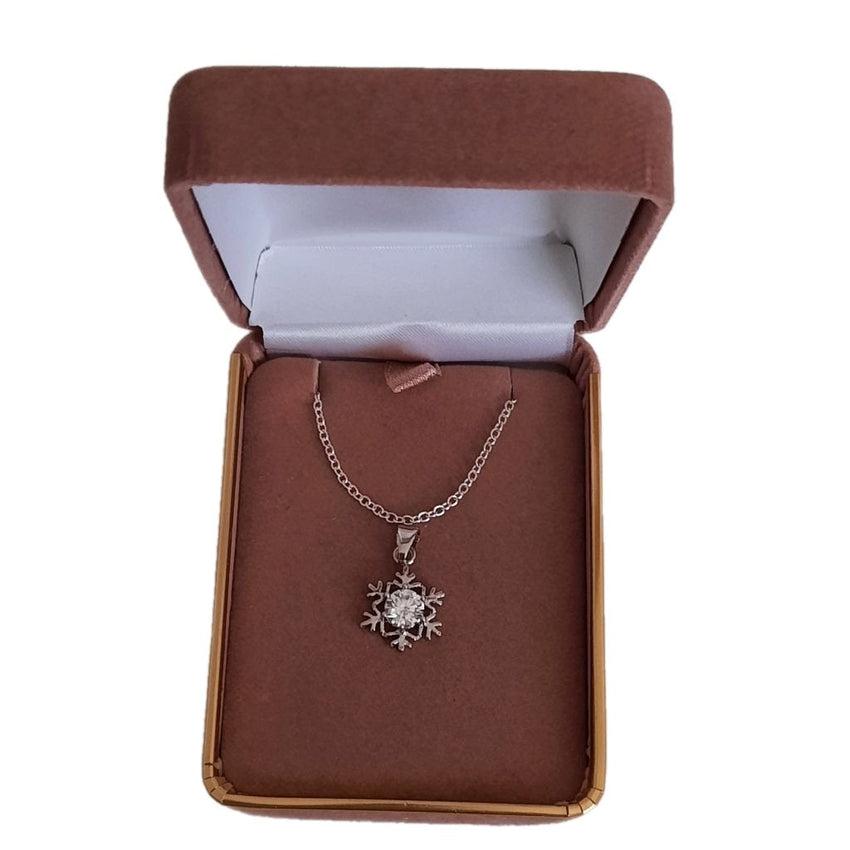 Silver Snowflake Pendant With Cubic Zirconia Stone Centre