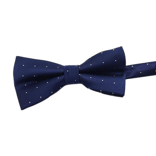 Silver Spotted Navy Blue Bow Tie