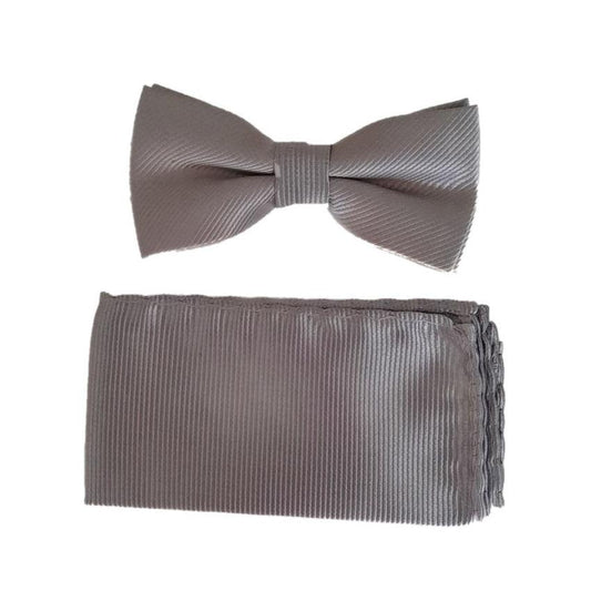 Boys Silver Stripe Dickie Bow Tie Set