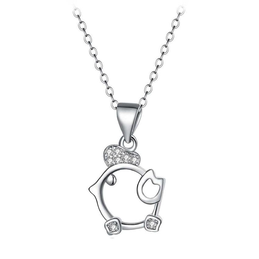 Silver Chick Pendant With Cubic Zirconia Detail