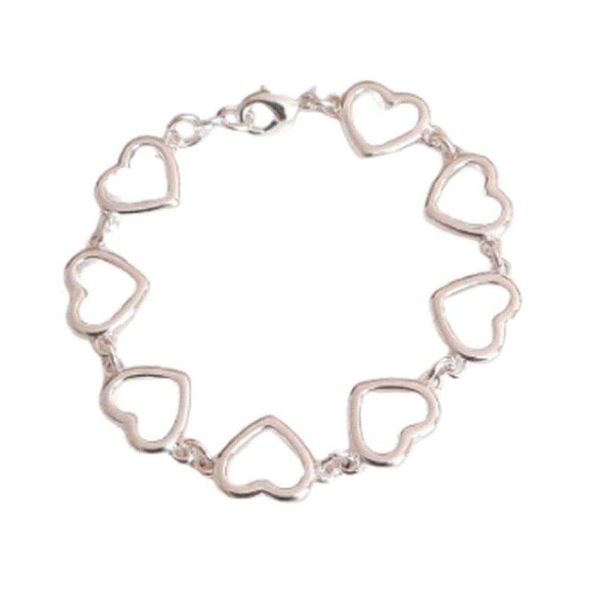 Silver Chunky Heart Links Bracelet With a Lobster Catch