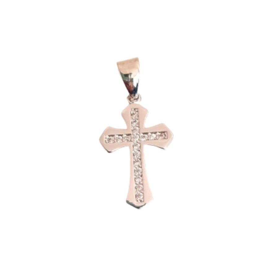 Silver Cross With a Cubic Zirconia Cross Centre Pendant