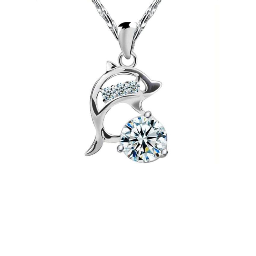 Silver Dolphin With a Cubic Zirconia Stone Body