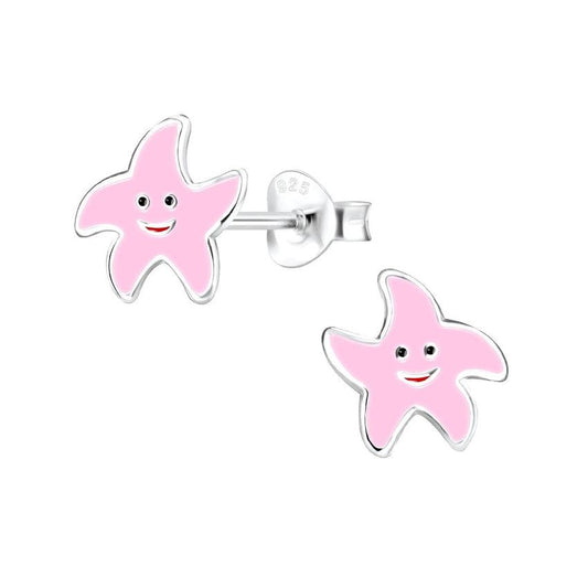 Silver Happy Smiley Face Stud Silver Earrings