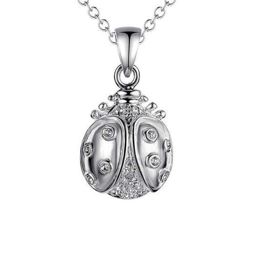 Silver Ladybird Pendant With Cubic Zirconia Stones