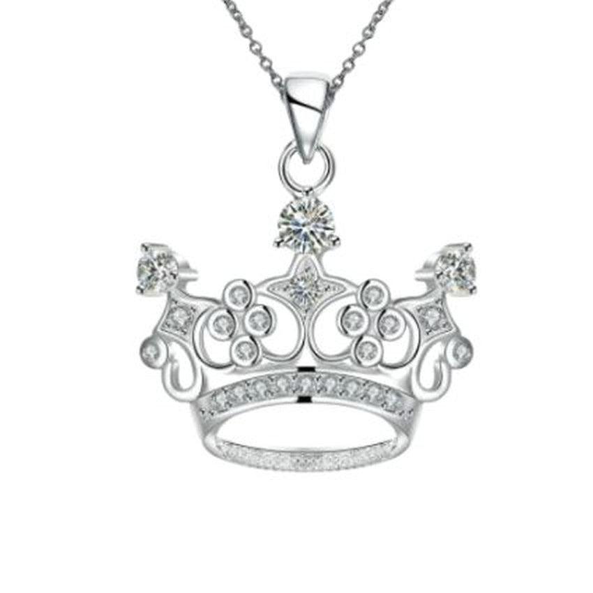 Silver Large Crown Pendant With Cubic Zirconia Stones