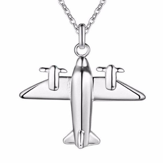 Silver Plane With Propellers Pendant on a Sterling Silver Chain