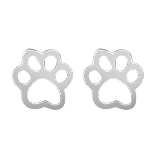 Silver Plated Dog Paw Med Size Earrings