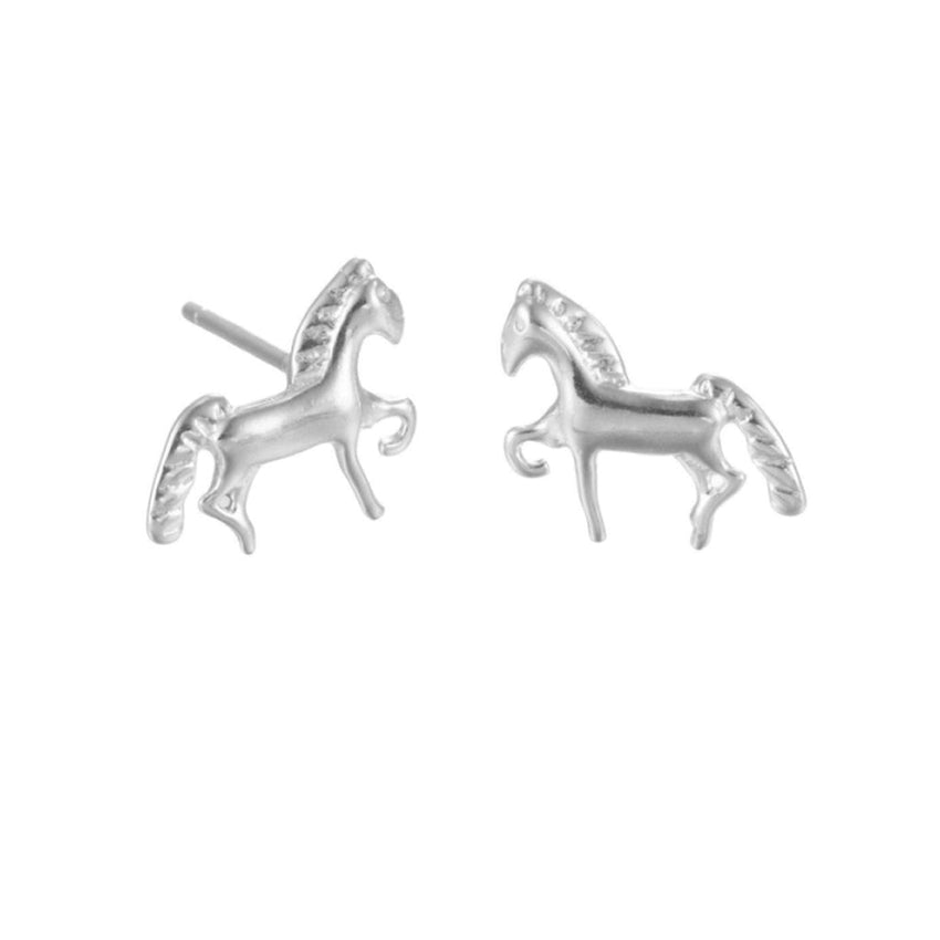Silver Trotting Horse Earrings