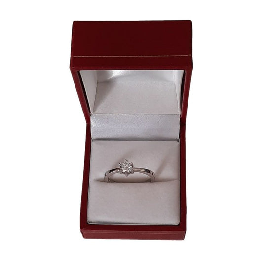 Single Stone Silver Engagement Ring
