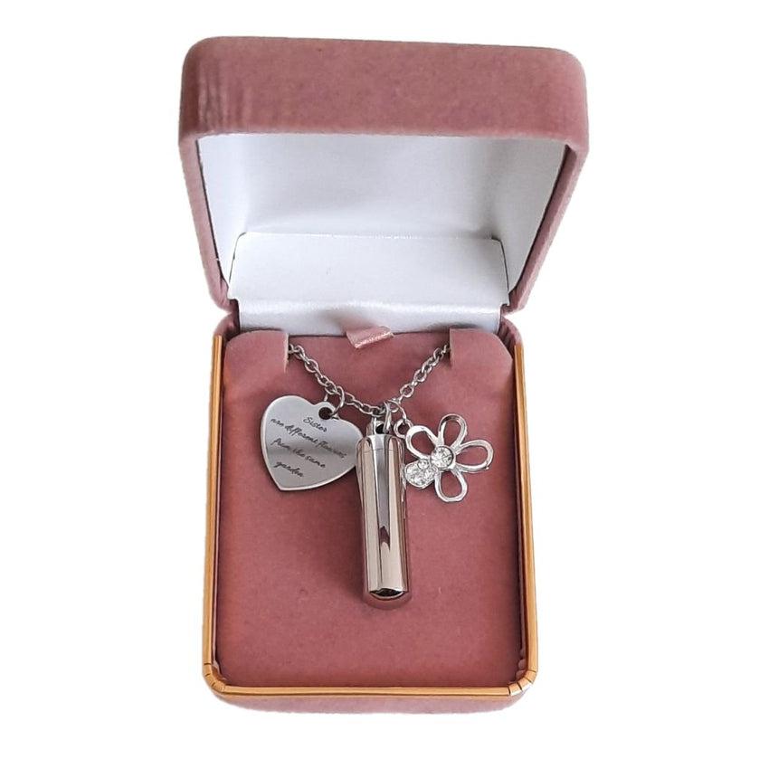 Sisters Flower Charm Cremation Ashes Locket