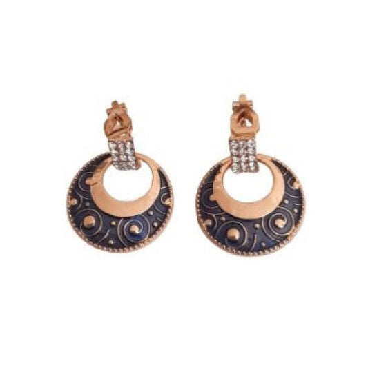 Slate Purple Enamel Circle Drop Clip On Earrings