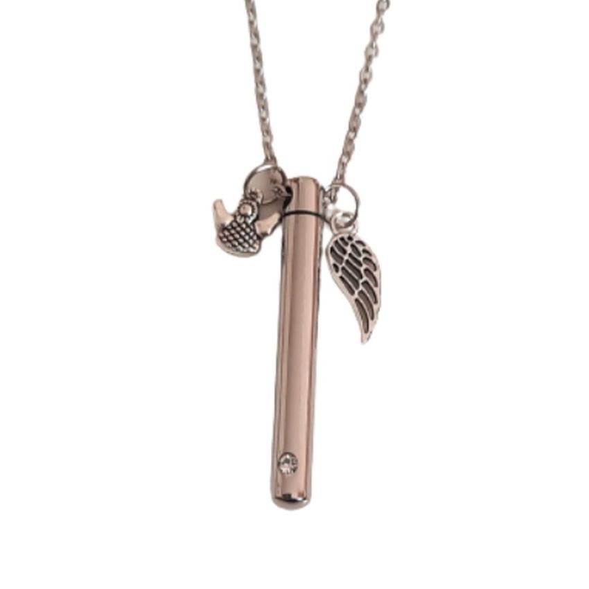 Small Angel And Wing Cylinder Ashes Locket