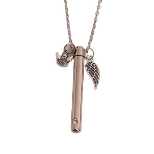 Small Angel And Wing Cylinder Ashes Locket