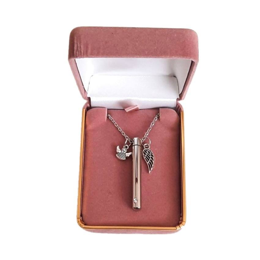 Small Angel And Wing Cylinder Ashes Locket(2)