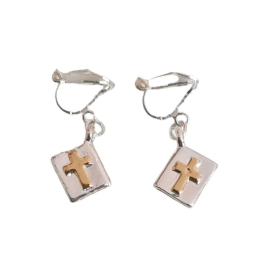 Small Bible Clip On Earrings