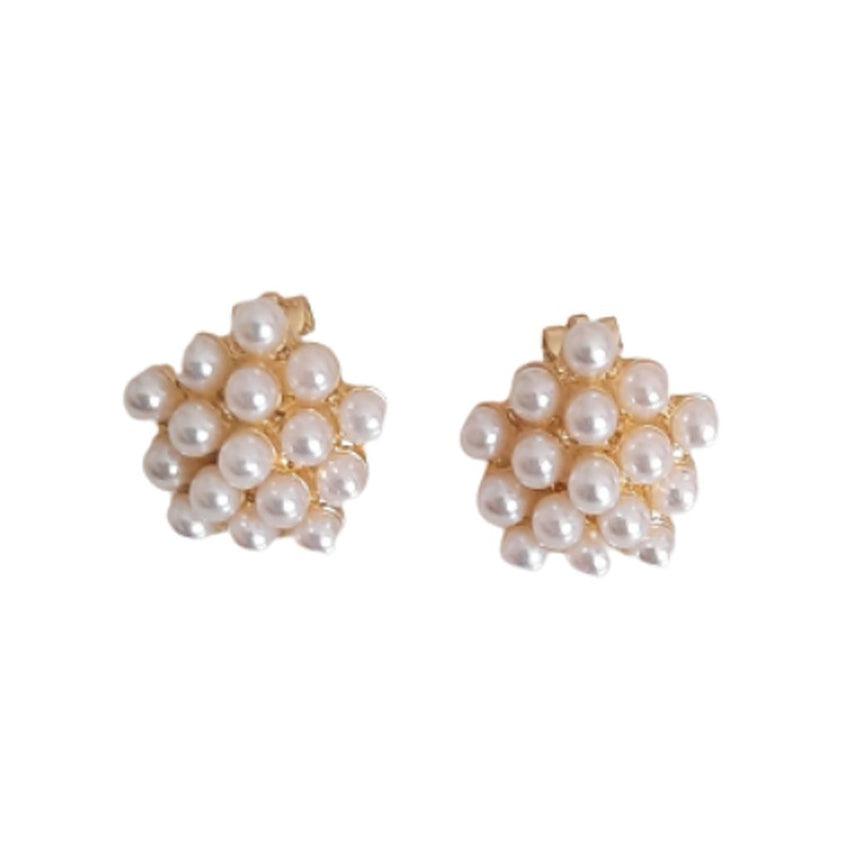 Small Cluster Pearl Clip On Earrings