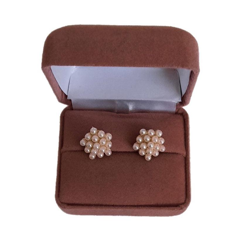 Small Cluster Pearl Clip On Earrings