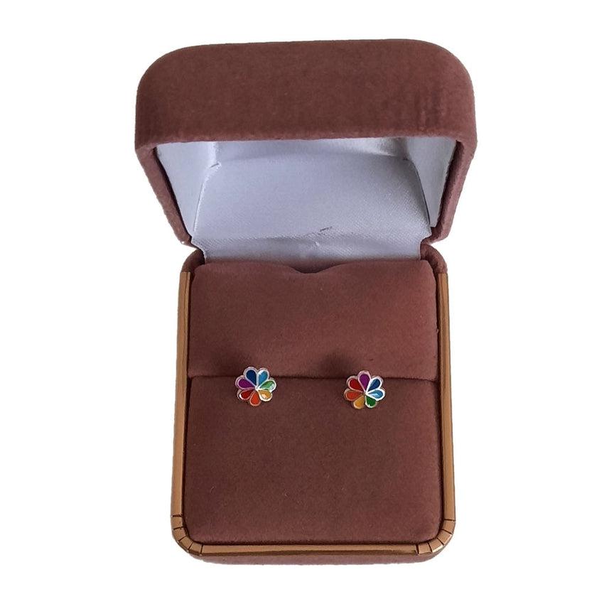 Small Coloured Sterling Silver Flower Earrings