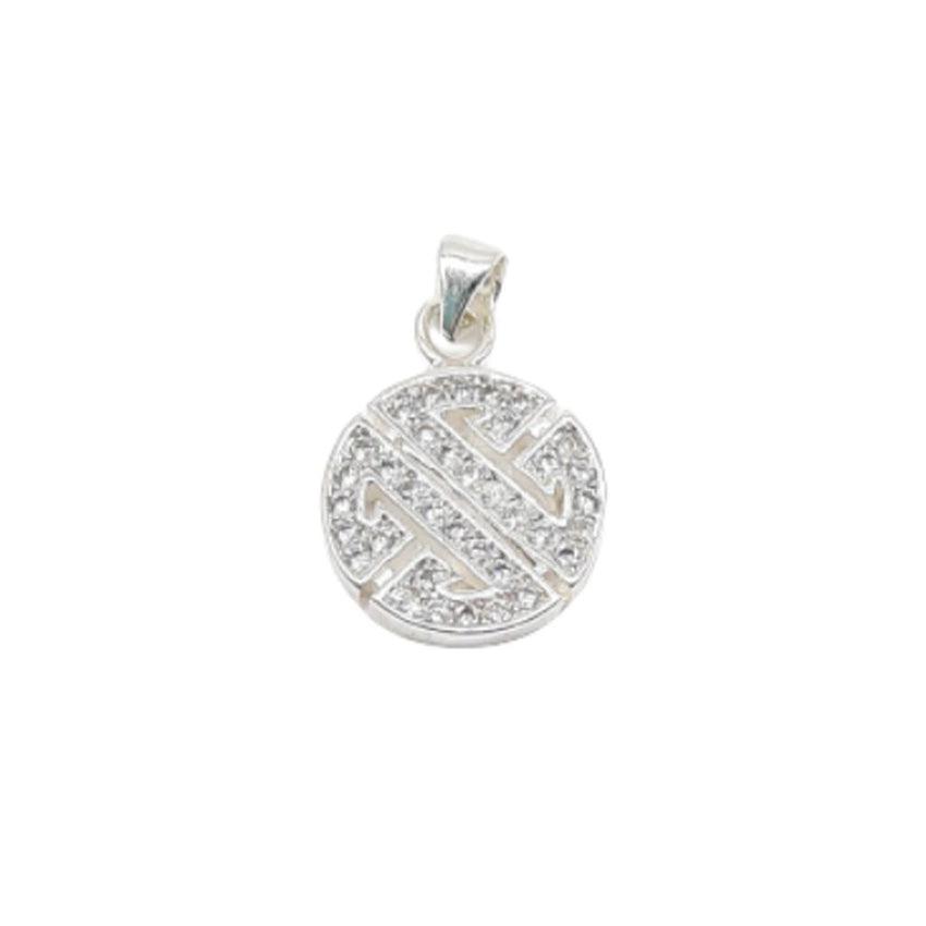 Small Cubic Zirconia Pave Disc Pendant