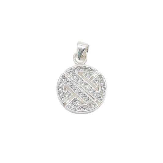 Small Cubic Zirconia Pave Disc Pendant