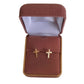 Small Decorative Engraving 9ct Gold Kids Stud Cross Earrings