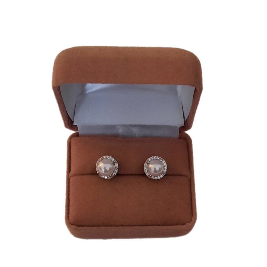 Small Diamante And Pearl Clip On Earrings(2)