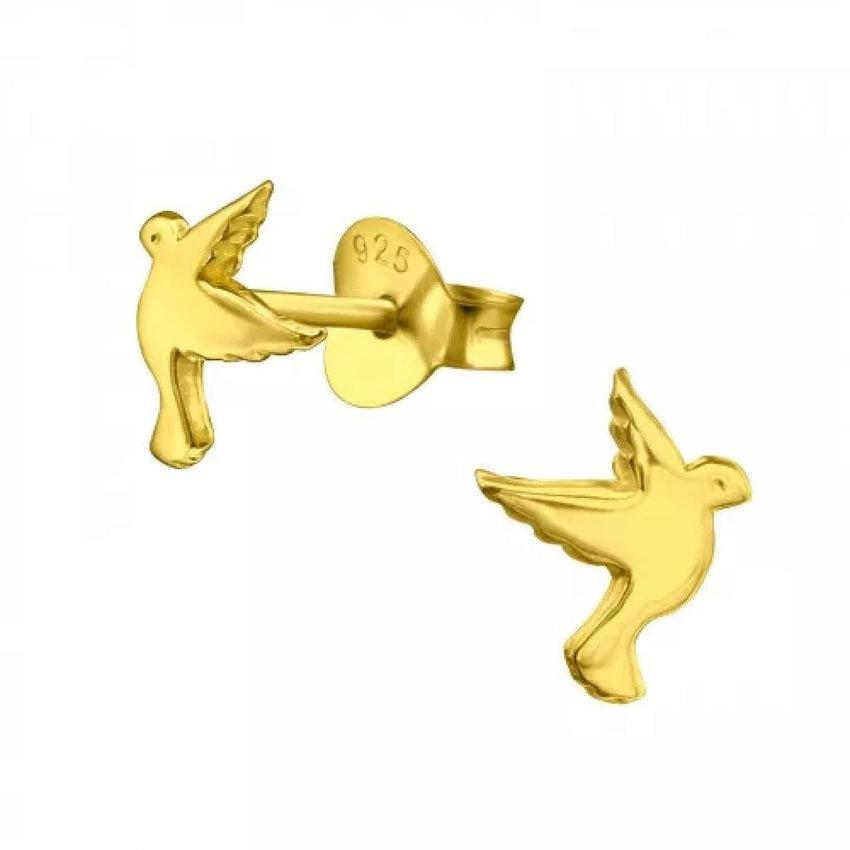 Gold Small Dove Sterling Silver Confirmation Earrings