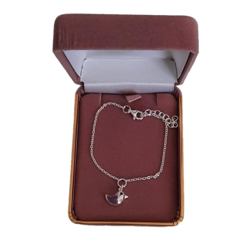 Small Girls Sterling Silver Bird Charm Bracelet