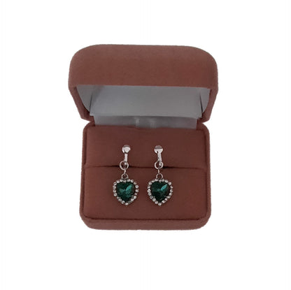 Small Green Heart Clip On Earrings(2)