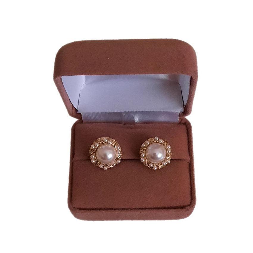 Small Pearl Round Clip On Earrings