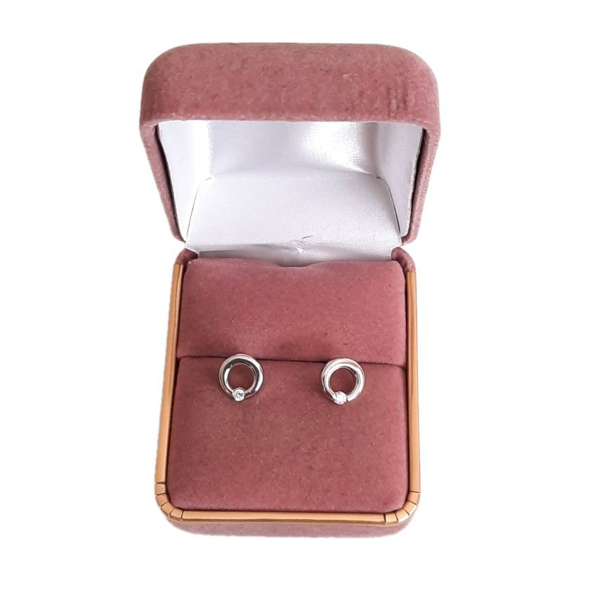 Small Silver Circle Earrings With CZ