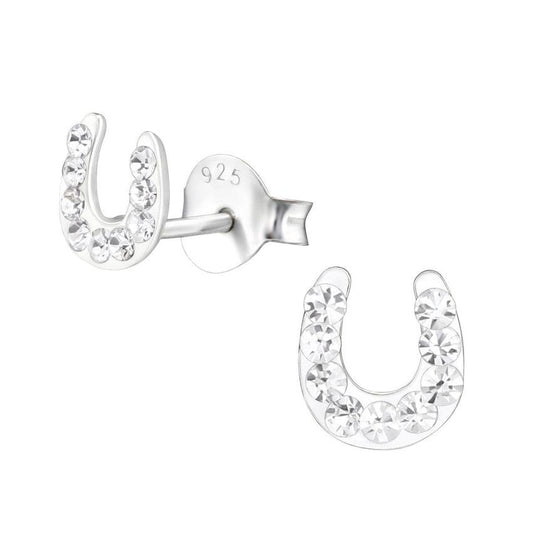 Small Sterling Silver CZ Horseshoe Earrings
