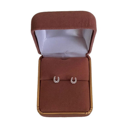 Small Sterling Silver CZ Horseshoe Earrings