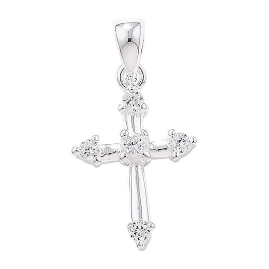 Small Sterling Silver Pretty Girls Cubic Zirconia Cross Pendant