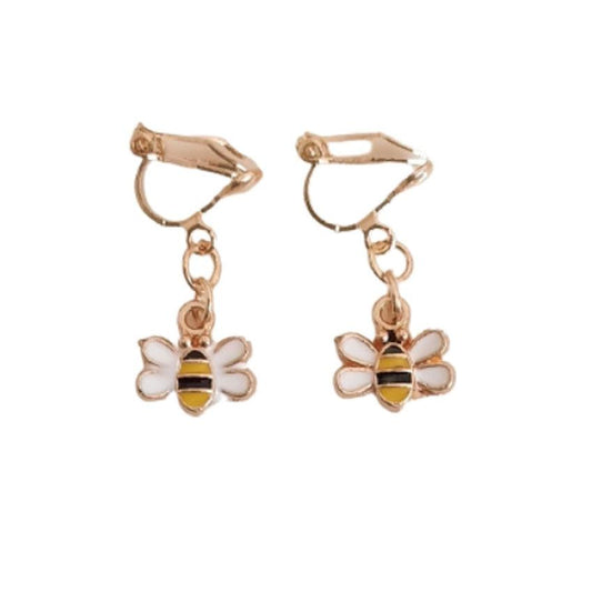Small Bee Clip On Earrings