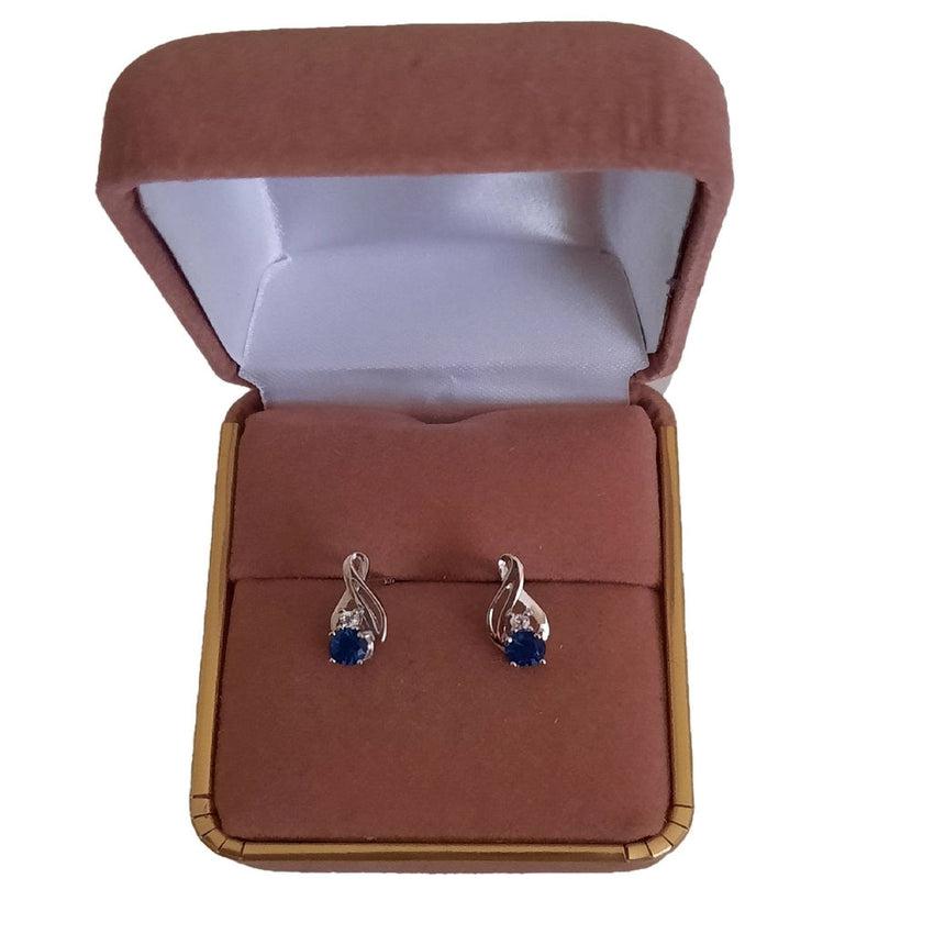 Small Blue Cubic Zirconia Silver Earrings