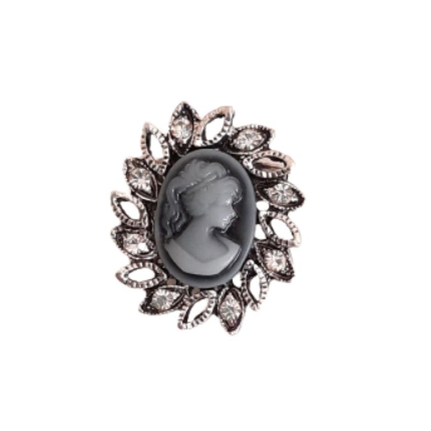 Small Crystal Set Traditional Cameo Brooch