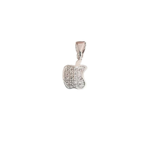 Small Cubic Zirconia Stone Half Bite Apple Pendant